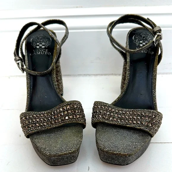 Vince Camuto Silver Heels with Embellished Strap - Picture 3 of 16